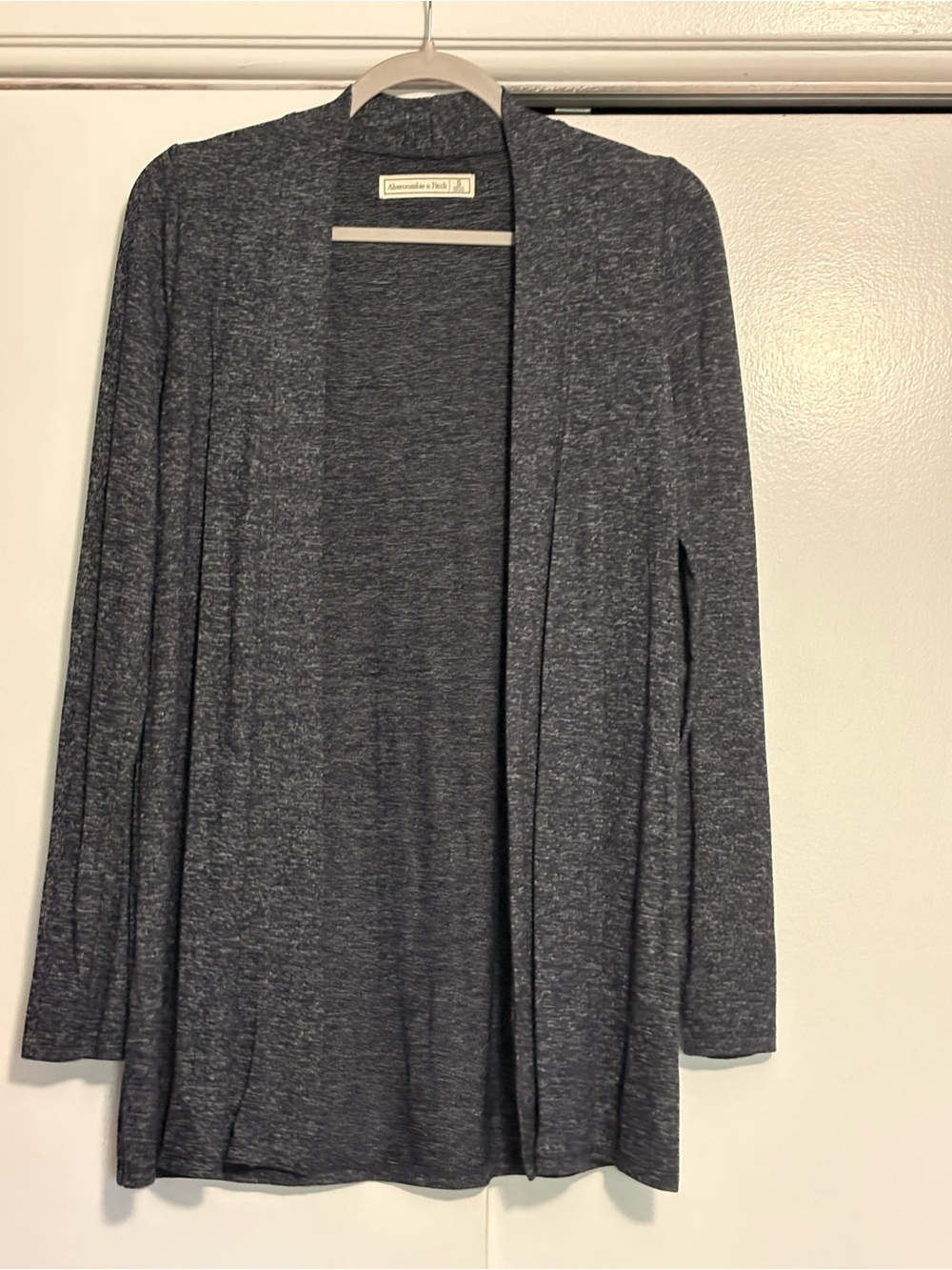 Abercrombie & Fitch Open-Front Heather Navy Cardigan